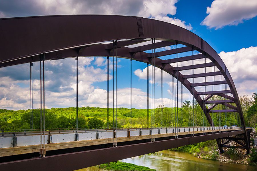 Sykesville MD - View of Empty Bridge Over Reservoir in Sykesville MD